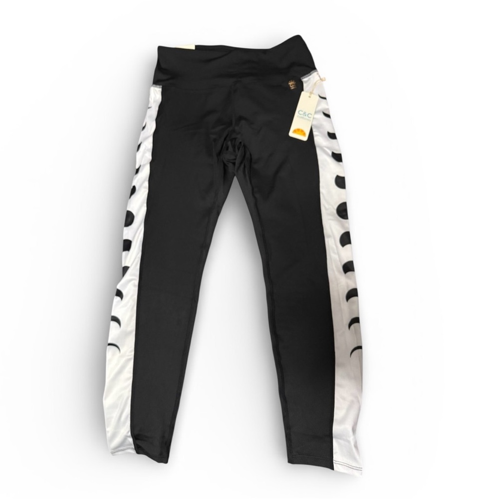 NWT Women’s Medium C&C California Black and White Sun & Moon Leggings
